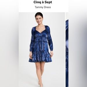 Cinq à Sept Tammy Dress. Blue long sleeve ruffled mini dress. Size 0.